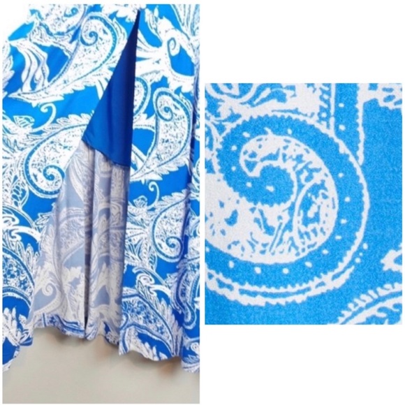 Free People Boho Blue and White Paisley Maxi Skirt Lined Button Front Side Zip - Picture 4 of 13